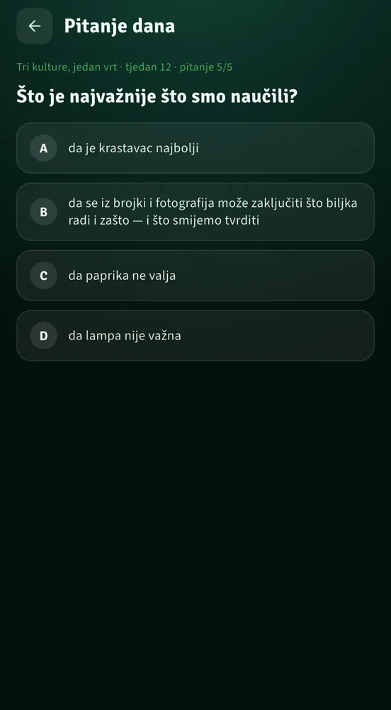 Question of the day in the app