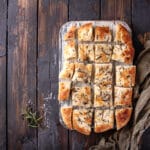 Home,Made,Rosemary,Focaccia,Flat,Bread,Decorated,With,Vintage,Napkin