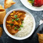 Chicken,Curry,With,Jasmine,Rice,,Indian,Food,Concept