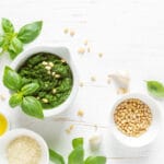 Pesto.,Italian,Basil,Pesto,Sauce,With,Culinary,Ingredients,For,Cooking