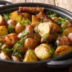 Traditional,Food,Fresh,Fried,Potatoes,With,Sausages,,Garlic,And,Dill