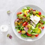 Greek,Salad.,Fresh,Vegetable,Salad,Of,Cucumbers,,Tomatoes,,Olives,,Onion,