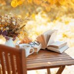 Bouquet,Of,Flowers,,Croissant,,Cup,Of,Tea,Or,Coffee,,Books