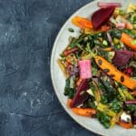 Salad,Of,Stewed,Chard,,Beetroot,And,Carrots,On,A,Concrete