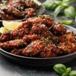 Spicy,Korean,Chicken,Wings,With,Sesame,Seeds,And,Chives
